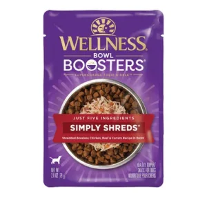Wellness Bowl Boosters Simply Shreds Boneless Chicken, Beef & Carrots Recipe in Broth Dog Food Topper