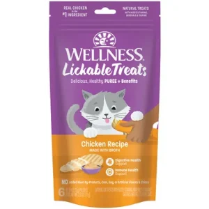 Wellness Chicken Recipe w/ Bone Broth Lickable Cat Treats, 6