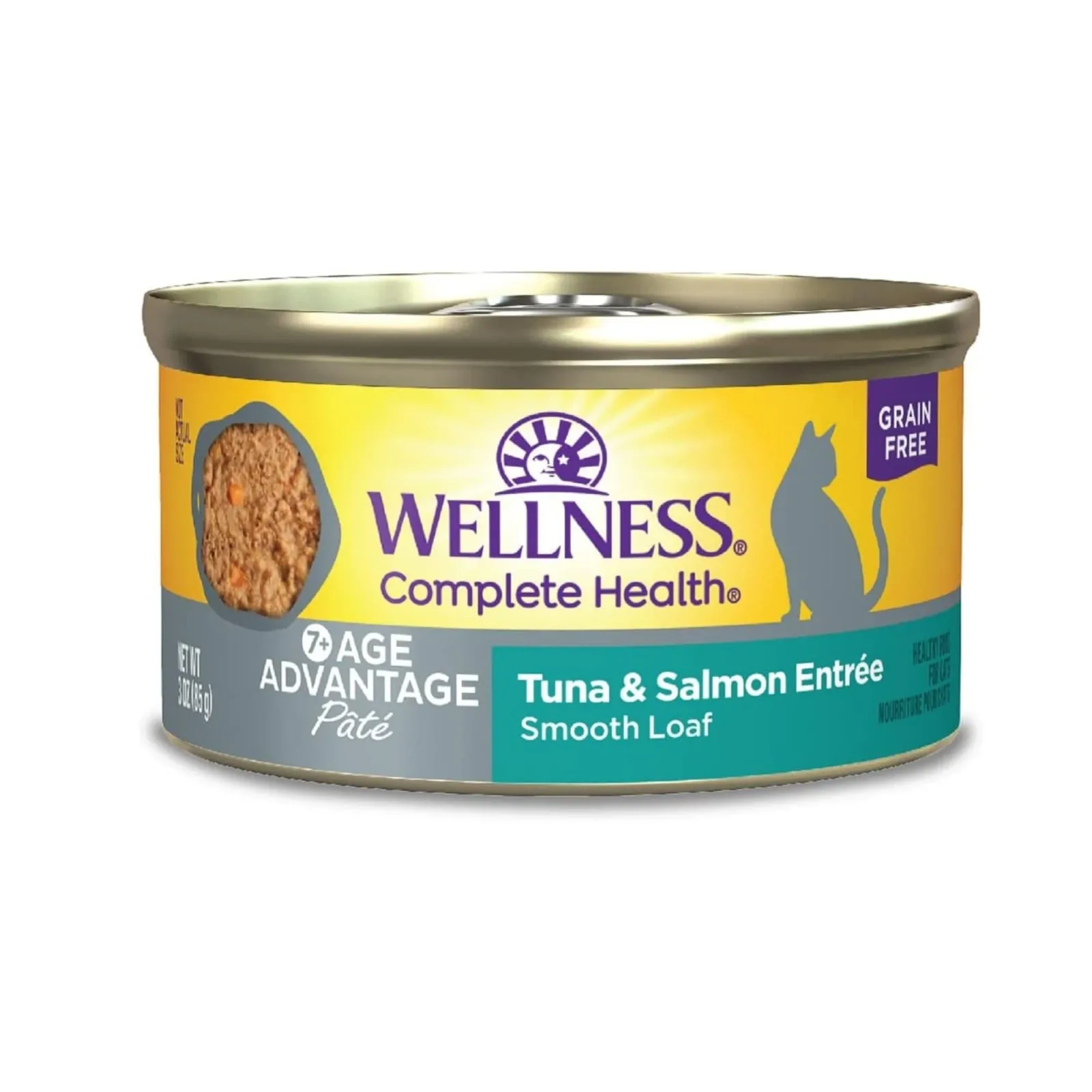 Wellness Complete Health Grain-Free Wet Senior Cat Food - Tuna & Salmon Pate, 3 oz each, Case of 24