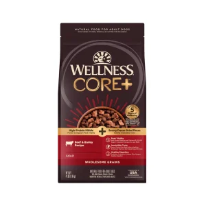 Wellness CORE+ (Formerly RawRev) Dry Dog Food with Freeze Dried Pieces, Wholesome Grains, High Protein, Natural, Beef & Barley Recipe, (4-Pound Bag)