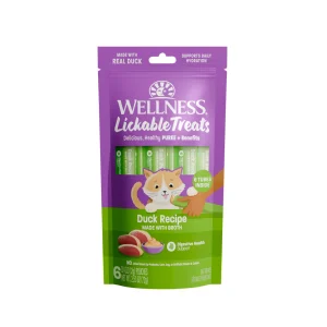 Wellness Lickable Soft Puree Cat Treats Duck Recipe 0.4 oz Tubes, Pack of 6