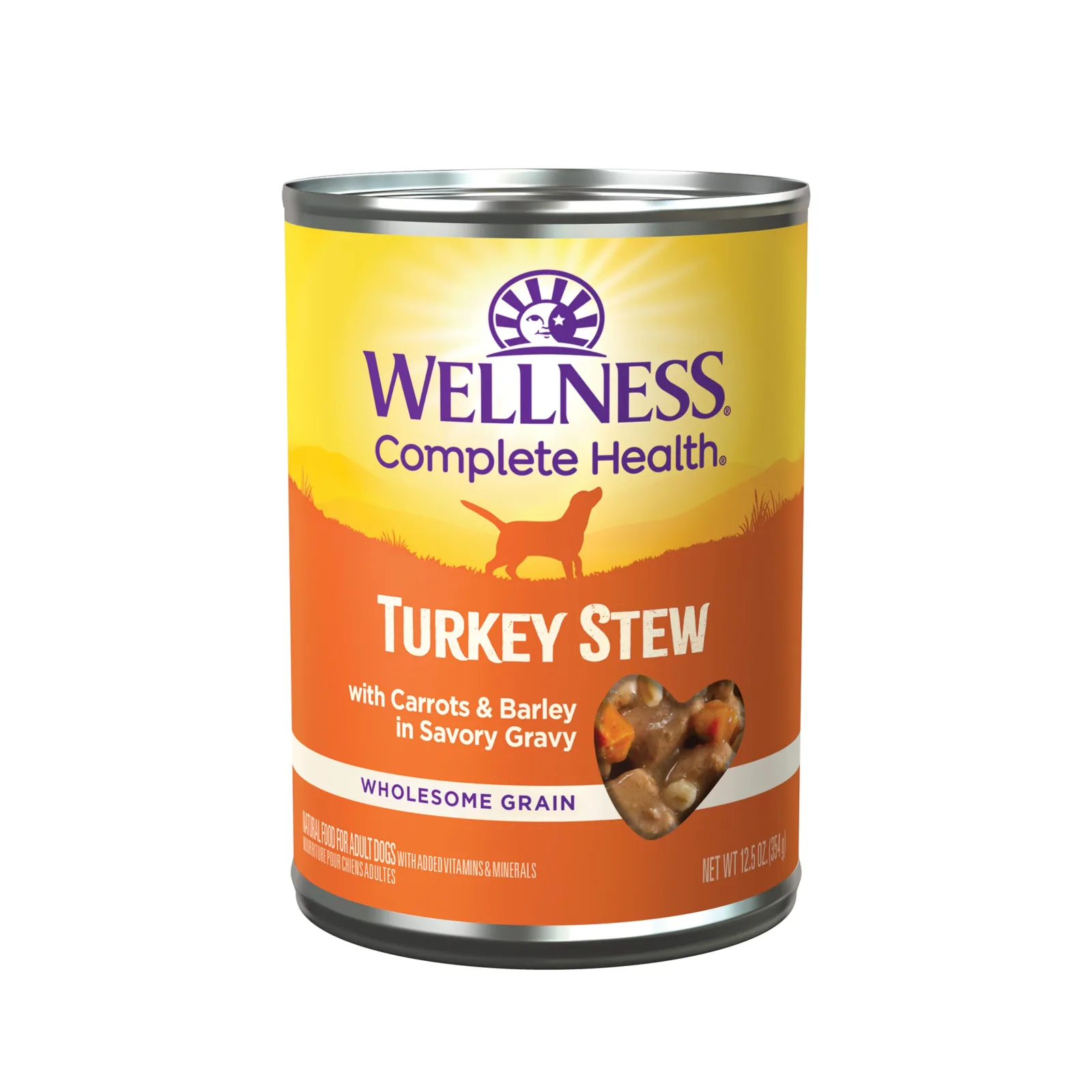 Wellness Thick & Chunky Natural Canned Dog Food, Turkey Stew, 12.5-Ounce Can