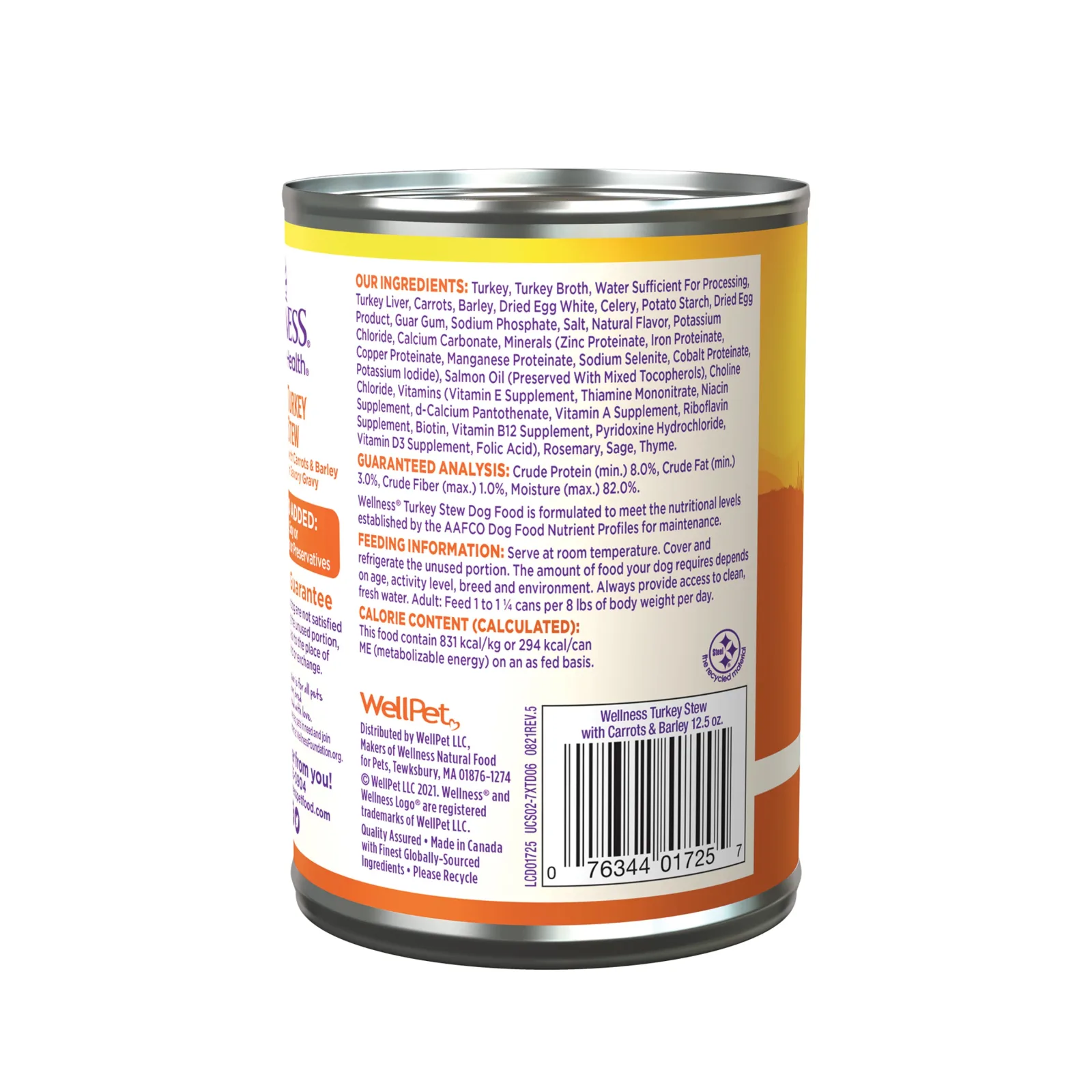 Wellness Thick & Chunky Natural Canned Dog Food, Turkey Stew, 12.5-Ounce Can - Image 2