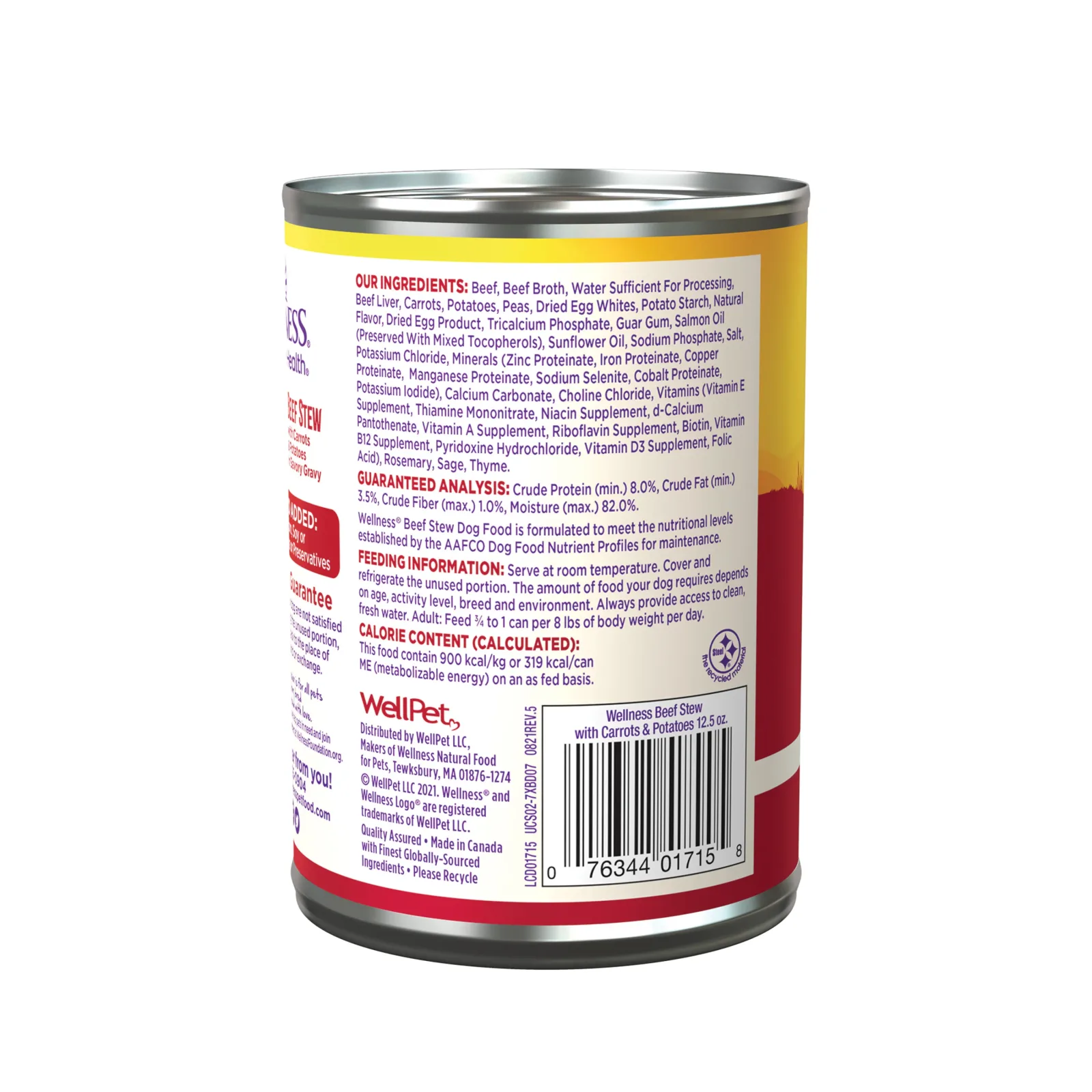 Wellness Thick & Chunky Natural Grain Free Canned Dog Food, Beef Stew, 12.5-Ounce Can - Image 2