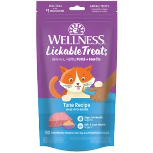 Wellness Tuna Recipe w/ Bone Broth Lickable Cat Treats, 6