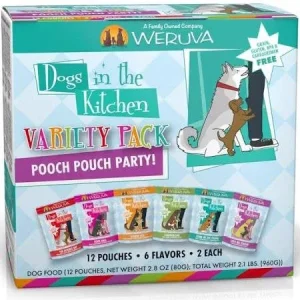 Weruva Dogs In The Kitchen Grain Free Pooch Pouch Party! Variety Pack Wet Dog Food Pouches-2.8-oz, Case Of 12-{L+x}