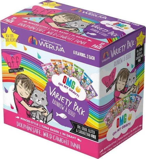 Weruva Grain Free Bff Omg Rainbow A Go Go Cat Variety Pouches Pack-3-oz, Case Of 12-{L+x} - Image 2