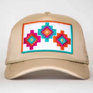West And Company &Co Aztec Embroidered Khaki Trucker Cap