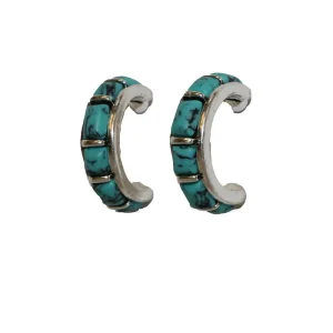 West And Company Turquoise Inlay Hoop Earrings