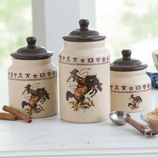 West Creation Branded Bronco 3 Pc Canister Set