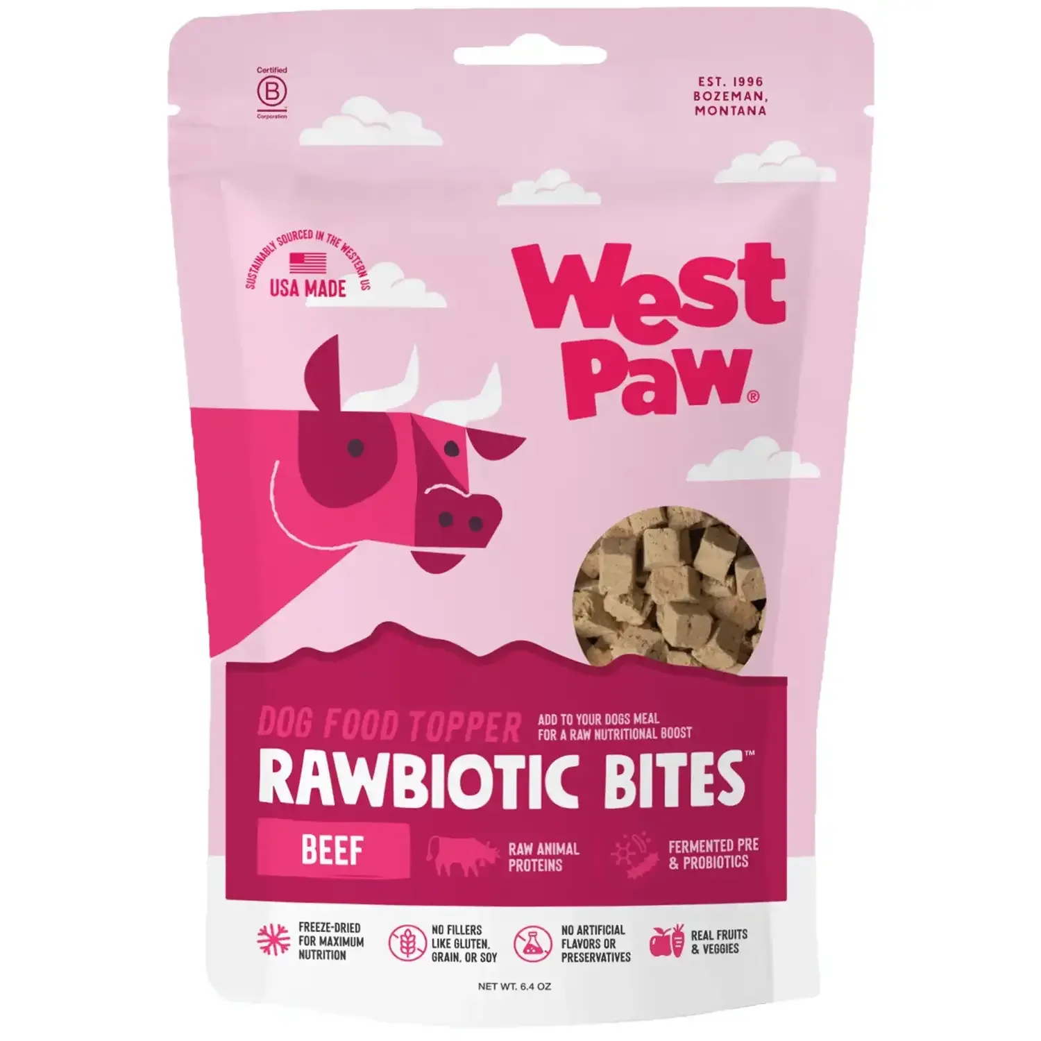 West Paw Beef Rawbiotic Bites Dog Food Topper