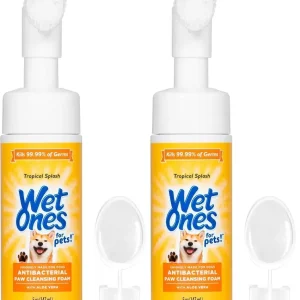 Wet Ones Antibacterial Dog Paw Cleaner with Built-In Brush – Foaming No-Rinse Formula