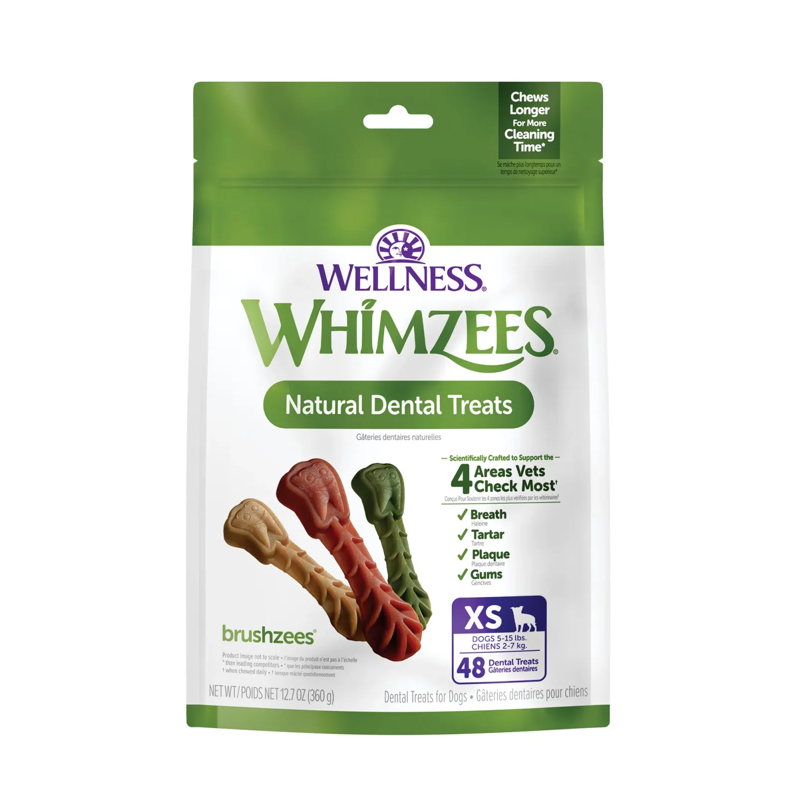 Whimzees Brushzees Natural Daily Dental Extra Small Breed Dog Treats