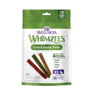 WHIMZEES by Wellness Stix Natural Grain Free Dental Chews for Dogs, Extra Small Breed, 56 count
