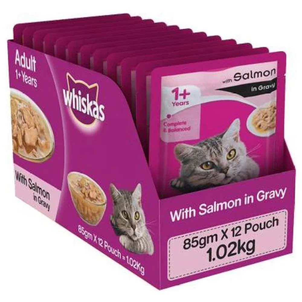 Whiskas Salmon in Gravy Meal and Tuna in Jelly Meal Adult Cat Wet Food Combo - Image 2
