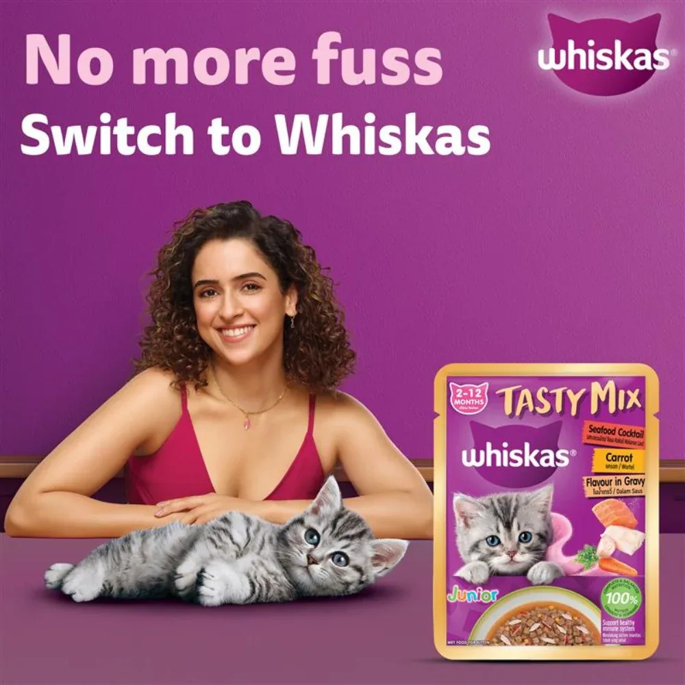 Whiskas Tasty Mix Seafood Cocktail Carrot Gravy Kitten Cat Wet Food - Image 2
