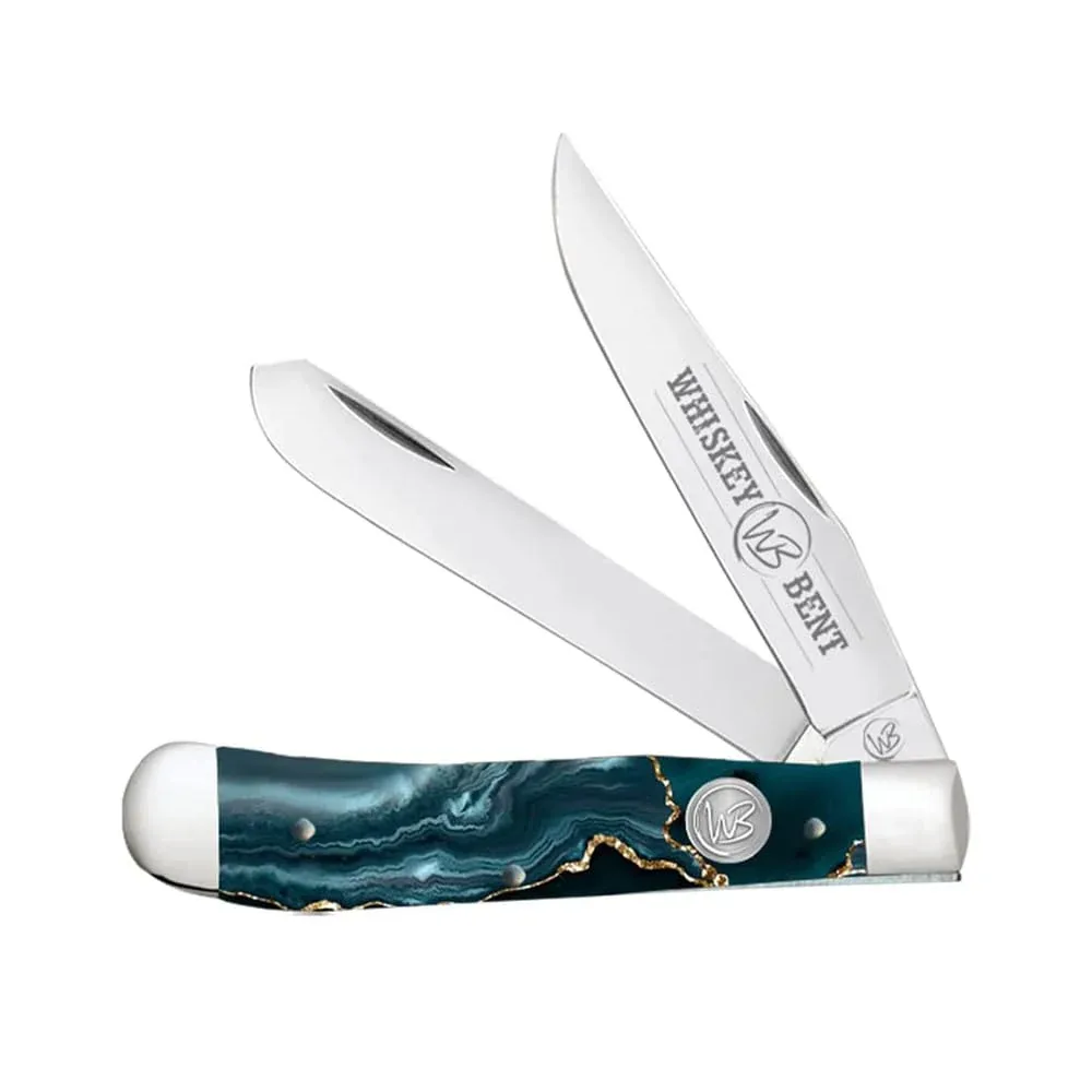 Whiskey Bent Knives Gold Rush Acrylic Traditional Trapper Folding Pocket Knife 4.125