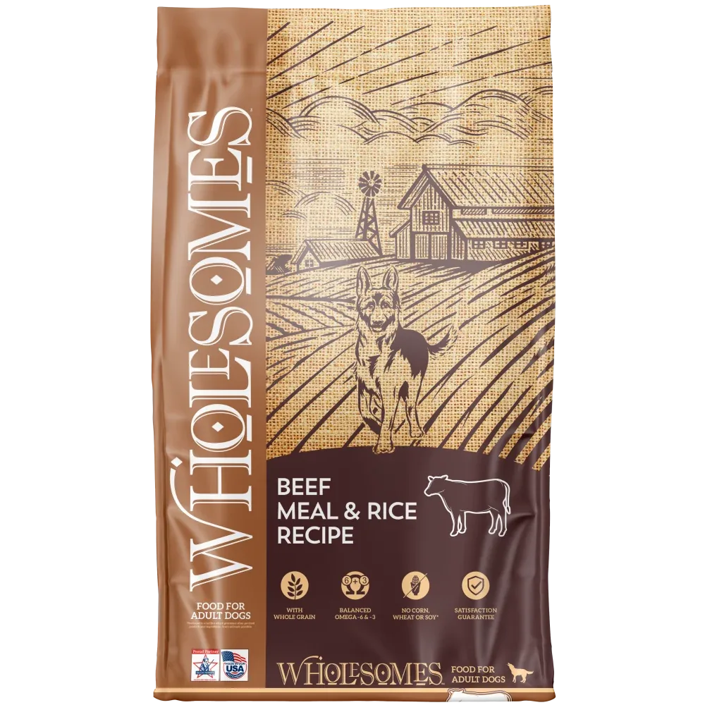 Wholesomes Beef Meal & Rice Recipe For Adult Dogs