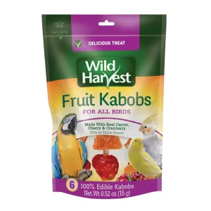 Wild Harvest Fruit Kabobs for Bird Treats Real Carrot, Cherry & Cranberry 6 ct