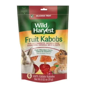 Wild Harvest Fruit Kabobs Small Animal Treat Real Carrot, Cherry & Cranberry 6 ct