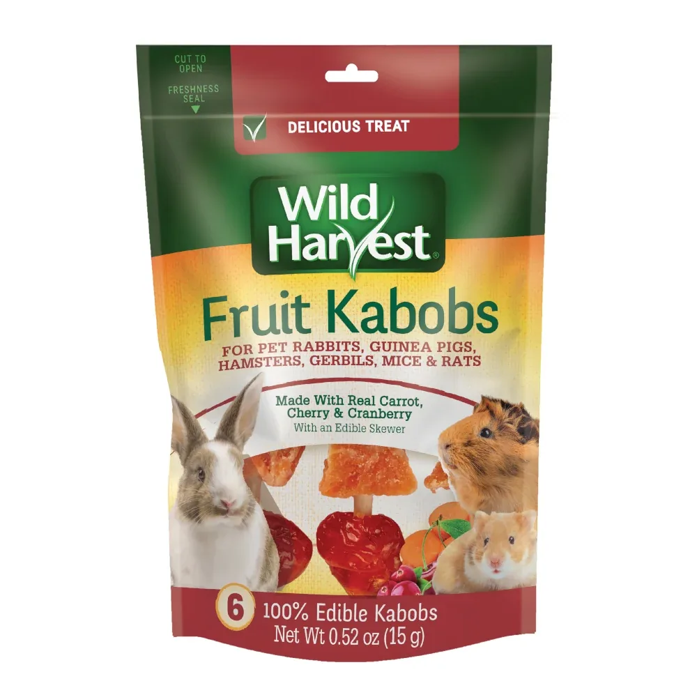 Wild Harvest Fruit Kabobs Small Animal Treat Real Carrot, Cherry & Cranberry 6 ct