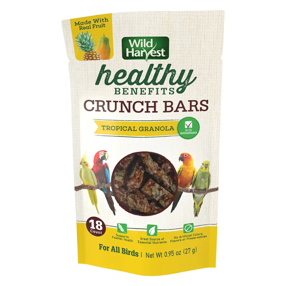 Wild Harvest Healthy Benefits Crunch Bars Bird Treats Tropical Granola Tropical Granola 18 ct