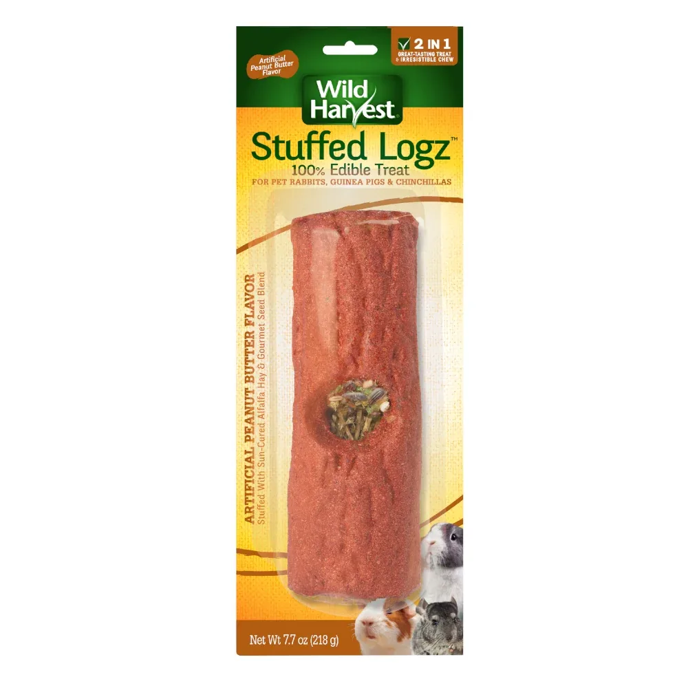 Wild Harvest Stuffed Logz Small Animal Edible Treat Peanut Butter 7.7 oz