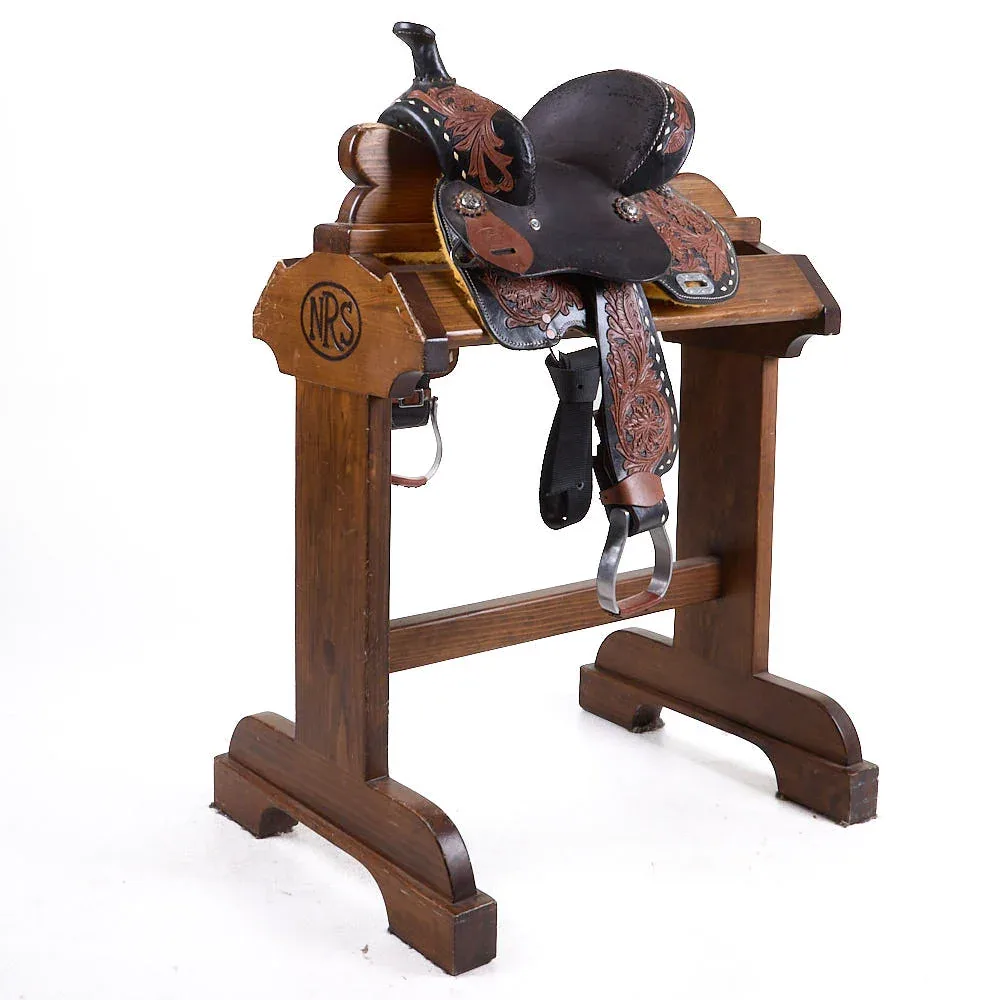Wild O West Used 10in Floral Buckstitch Barrel Saddle