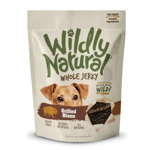 Wildly Natural Whole Jerky Strips Grain-Free Dog Treats Grilled Bison 5oz (DD)