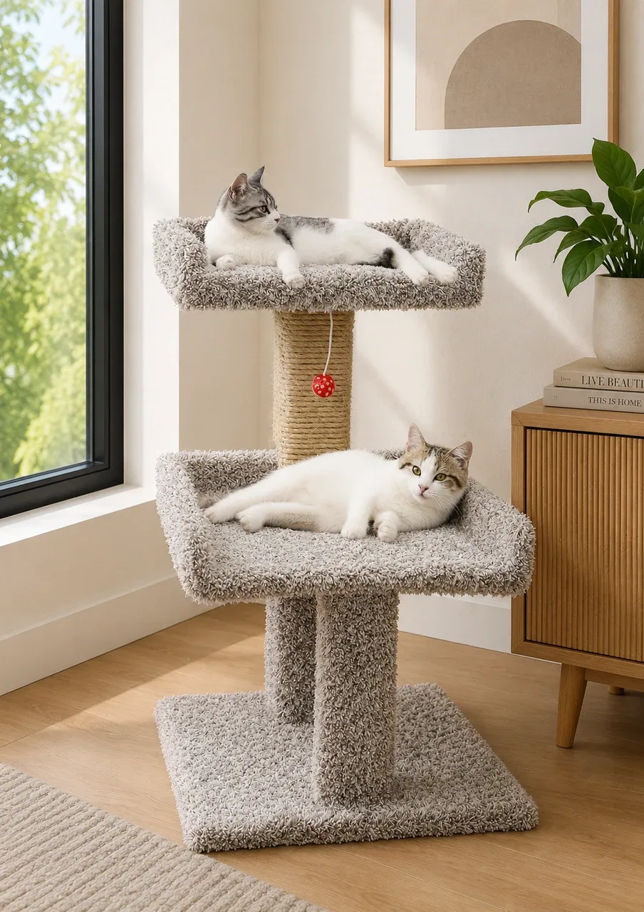 Window Cat Perch for Large Cats | Solid Wood Wide Platform Indoor Cat Perch