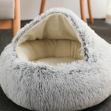 Winter Princess Cat Bed – Semi-Enclosed Deep Sleep Nest