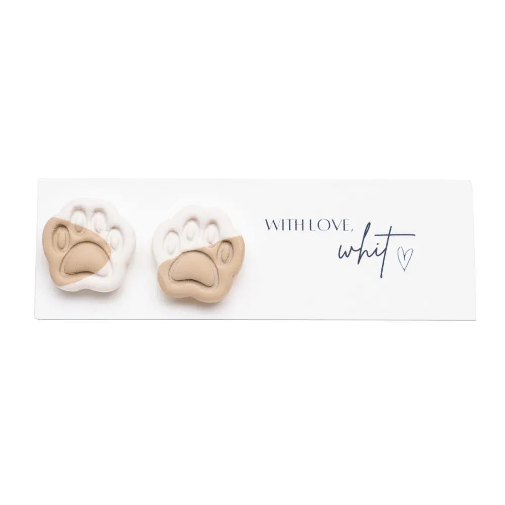 With Love, Whit Polymer Clay Cat Paw Earrings - Image 2
