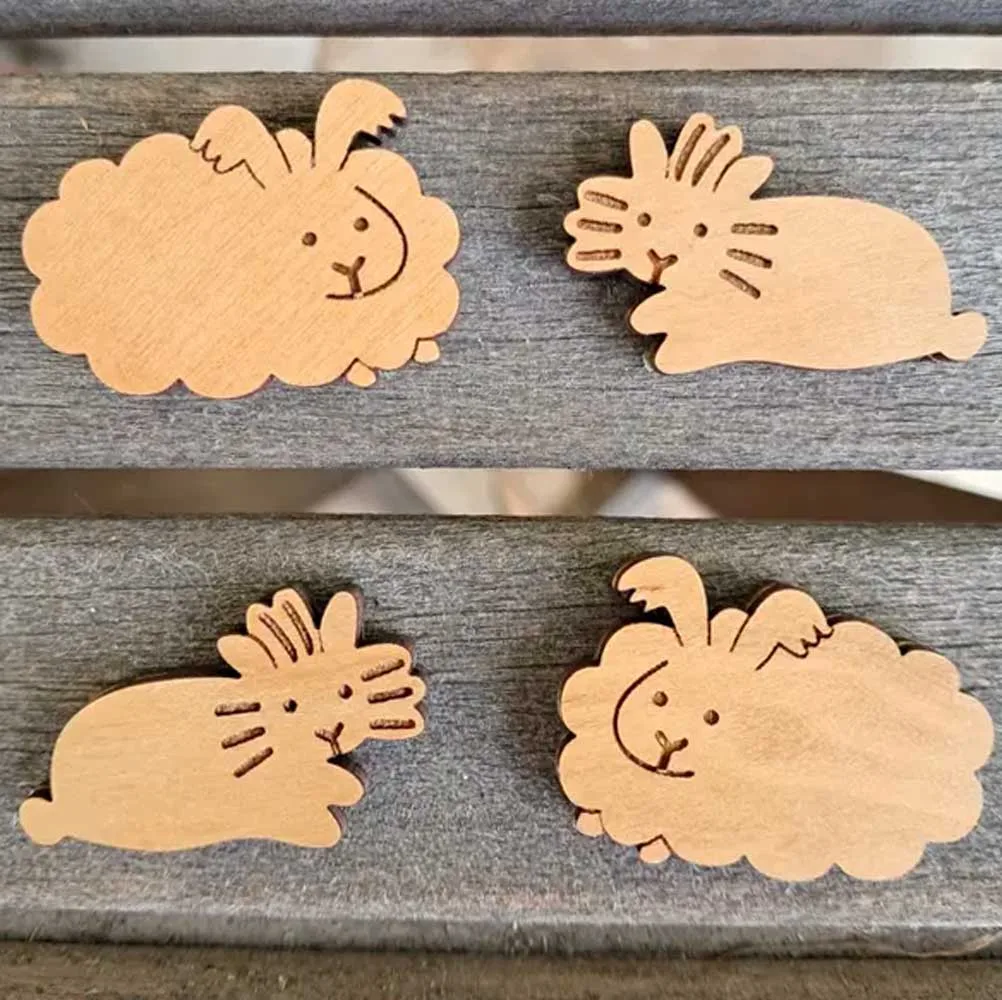 Wood Bunny Magnets-Angora & Lionheads| NEW