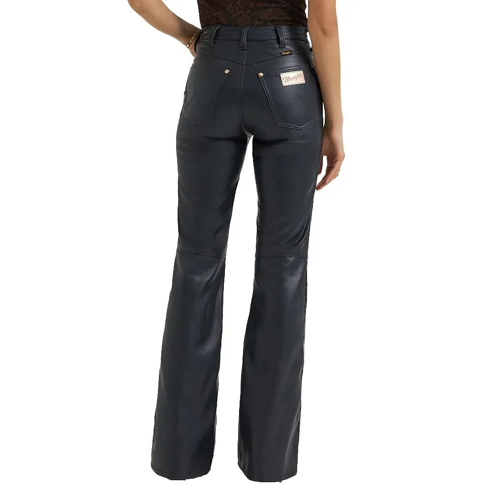 Wrangler Lainey Wilson Onyx Faux Leather Flare Pants