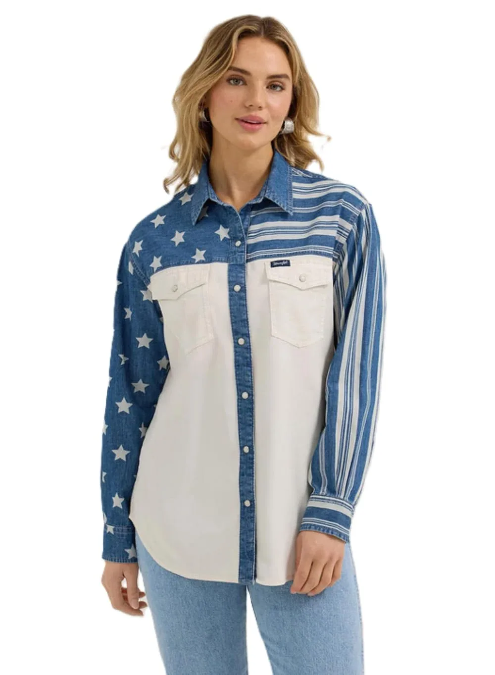 Wrangler Women's Long Sleeve Denim Snap Top