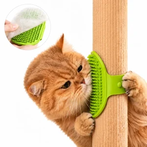 Wraparound Cat Self-Grooming Brush – Furniture-Leg & Handheld Groomer