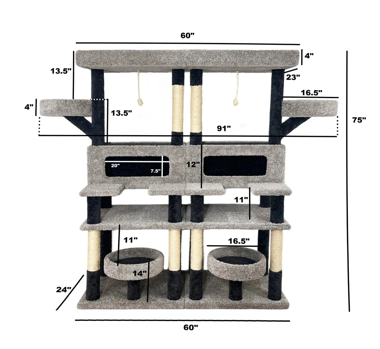 XXL Cat Condo Tower for Multi-Cat Homes with Dual Enclosed Houses - Image 2