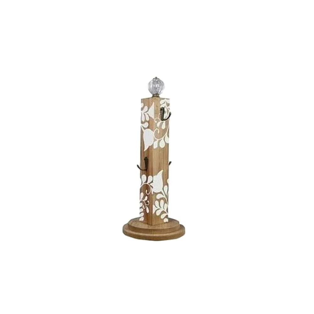 Young`S Inc Wooden Tabletop Mug Tree with a Crystal Knob