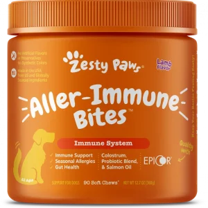 Zesty Paws Aller-Immune Bites for Seasonal Allergies Lamb Flavor Immune Function Sensitive Skin & Gut Health for Dogs