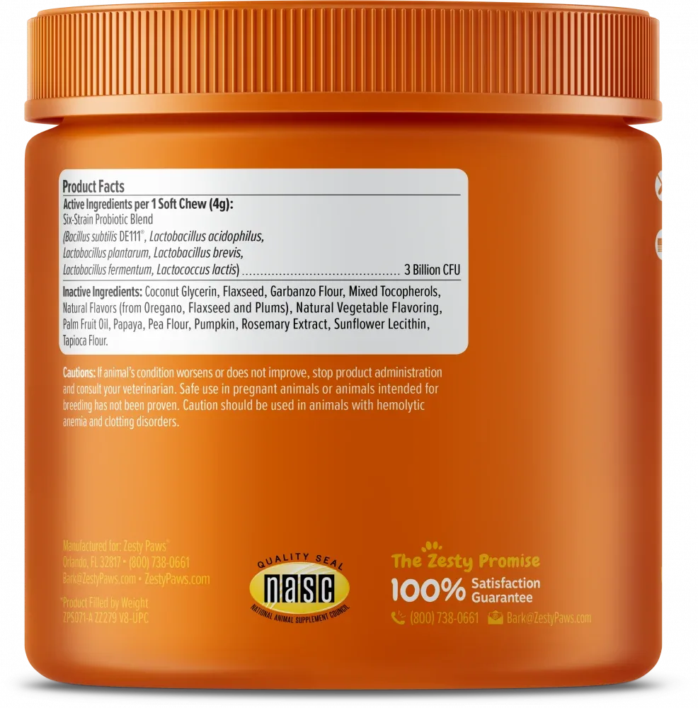 Zesty Paws Probiotic Bites with Digestive Enzymes Pumpkin Soft Chews for Dogs - Image 2