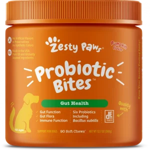 Zesty Paws Probiotic Bites with Digestive Enzymes Pumpkin Soft Chews for Dogs