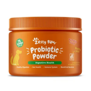 Zesty Paws Probiotic Powder, Pumpkin Flavor, 150g Jar for Dogs