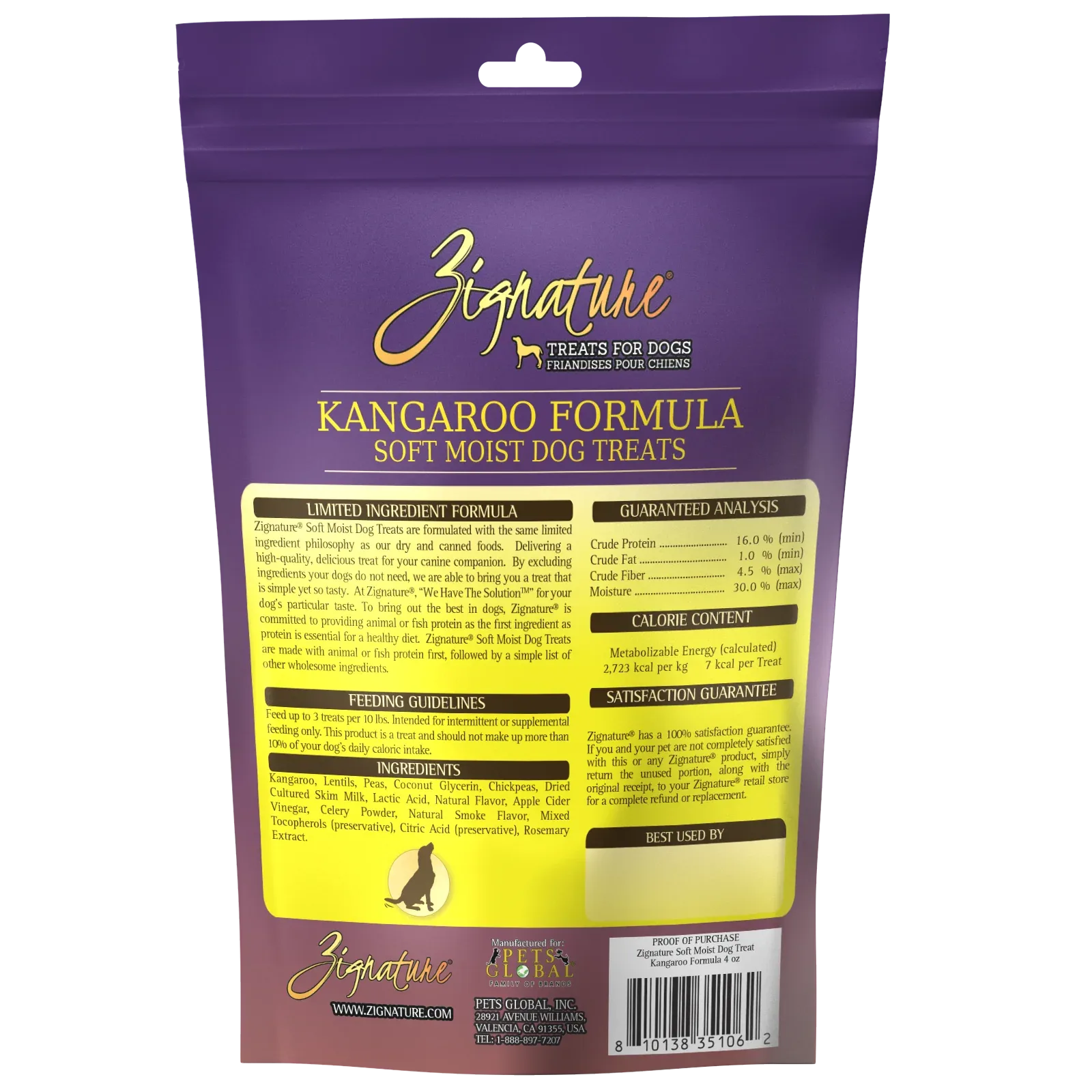 Zignature Kangaroo Soft Moist Treats For Dog 4 oz (DD) - Image 2