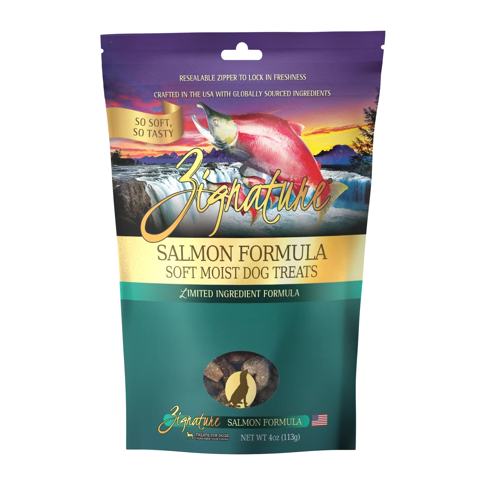 Zignature Salmon Soft Moist Treats For Dog 4 oz