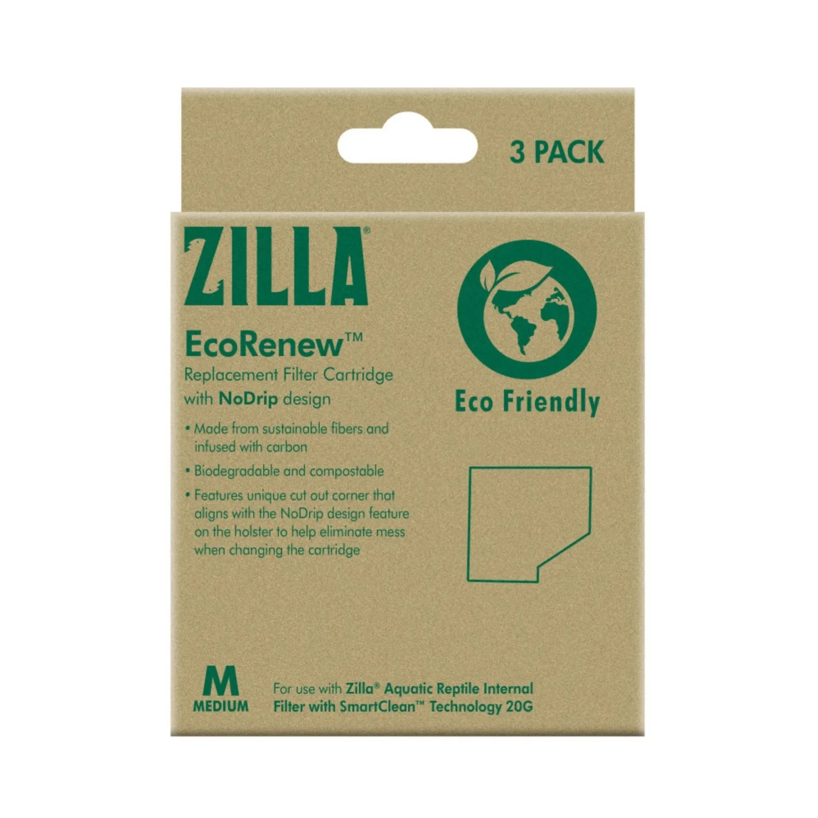 Zilla EcoRenew Aquarium Filter Cartridges Medium 3 ct