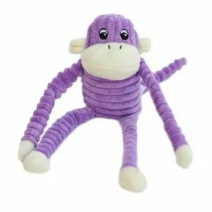 Zippy Paws Crinkle Monkey Dog Toy, Purple
