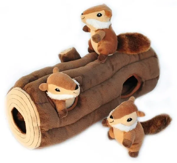 ZippyPaws Zippy Burrow - Log with 3 Chipmunks