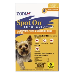Zodiac Spot On Flea & Tick Control Puppies, Toys and Miniature Dogs 7-15 lbs 4 Pack