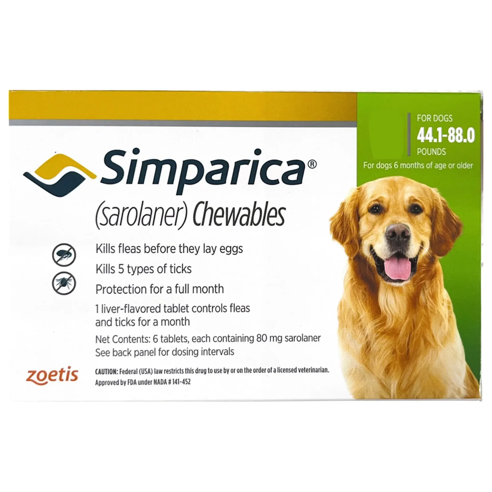 Zoetis Simparica (Sarolaner) Tick and Flea Control Tablet for Dogs (1 tablet) - Image 2