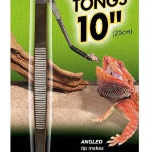 Zoo Med Angled Stainless Steel Feeding Tong Black, Silver 10 in